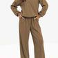Chique Half-Rits Lounge Set: Stijlvolle Kraag Sweater & Broek