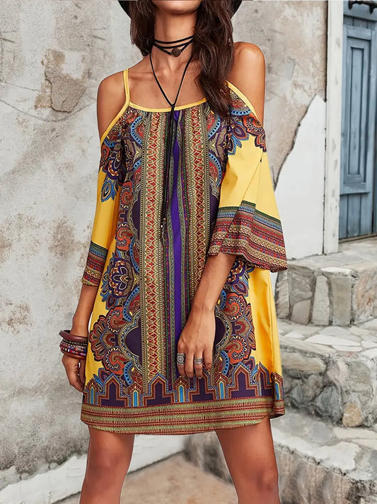 Cillie - Kleurrijke Boho Zomerjurk