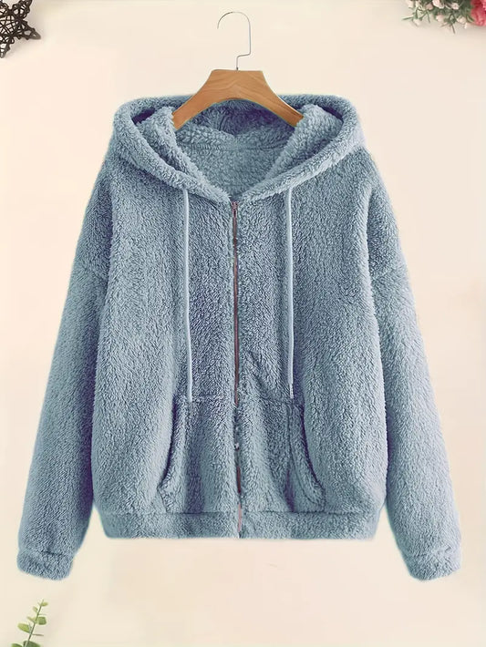 Chique Gezellige Ritssluiting: Dames Pluche Zak Hoodie