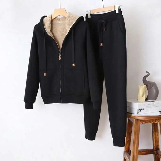 Winter-Klare CozyFleece: Dames Sportief Effen Kleur Hoodie Pak