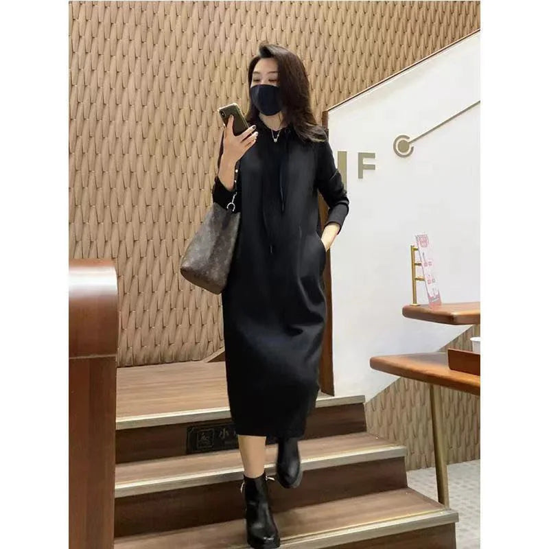 Elegante Comfort: Slim Fit Hoodie Dress - Zacht, Casual en Chic