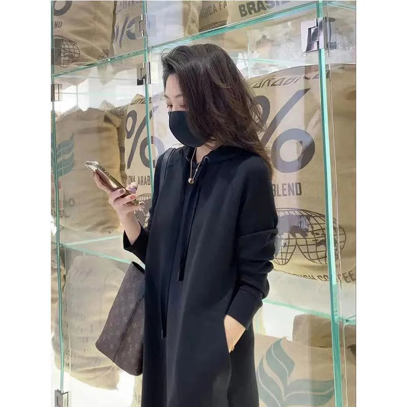 Elegante Comfort: Slim Fit Hoodie Dress - Zacht, Casual en Chic