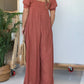 Eloise - Roestkleurige Jumpsuit met Vierkante Halslijn en Gesmokt Lijfje