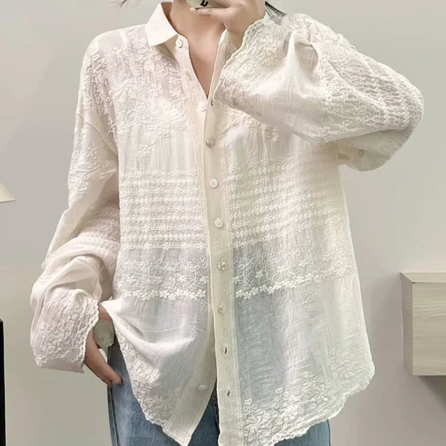 Beige Geborduurde Tuniek - Florie