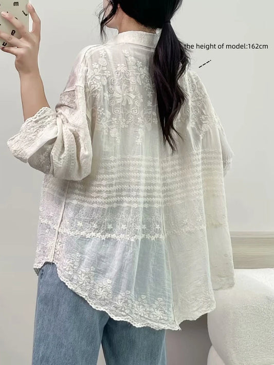 Beige Geborduurde Tuniek - Florie