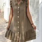 Maya - Olijfgroene Casual Jurk met Knopen