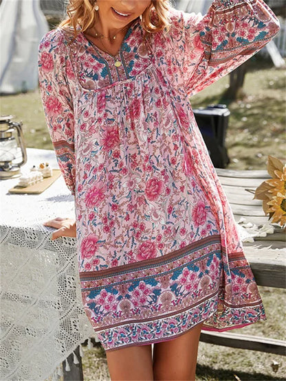 Roze Bohemian Resort Jurk - Adalia