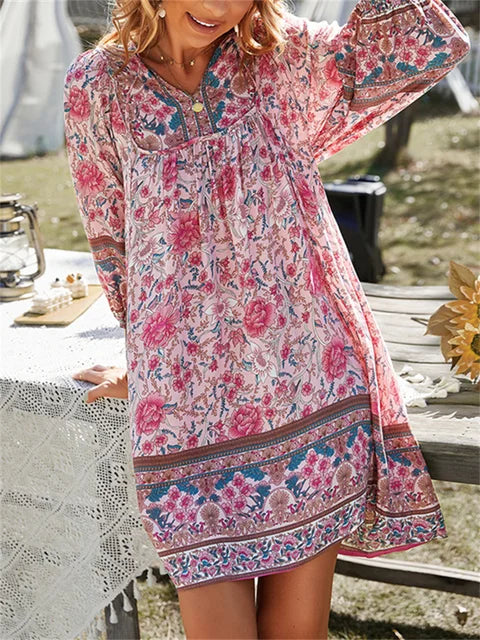 Roze Bohemian Resort Jurk - Adalia