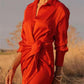 Rode Lange Split Shirtjurk - Sophie