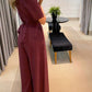 Zwarte V-hals Jumpsuit met Pofschouders - Elise