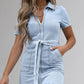 Lichtblauwe Denim Riemjurk - Nova