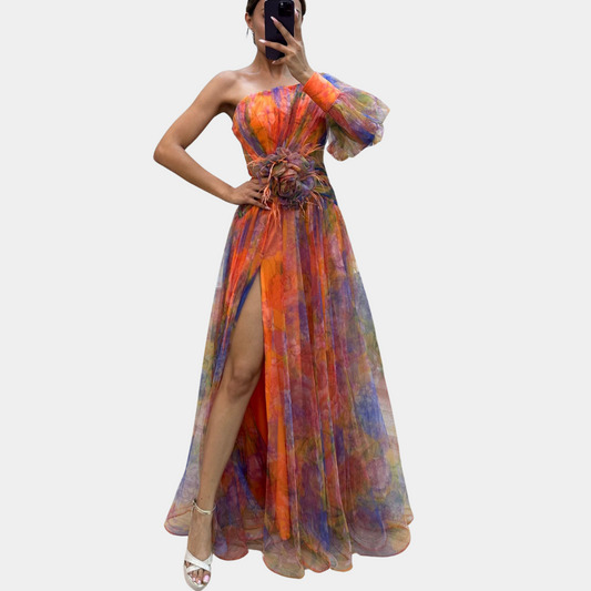 Gieneke - Elegante Oranje Jurk