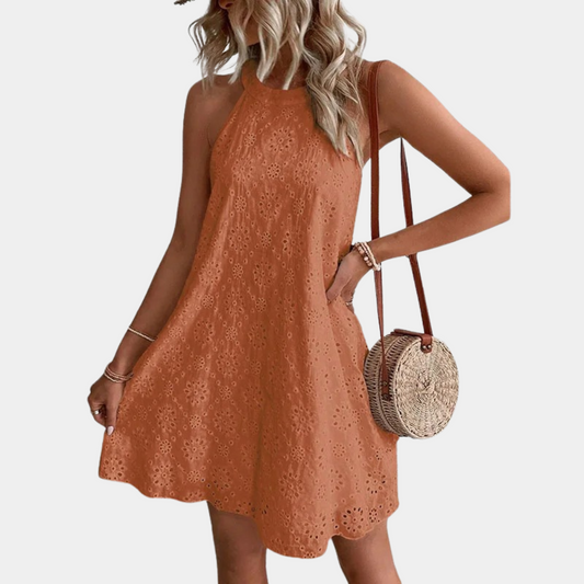 Hildegonda - Oranje Haltertop Jurk