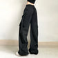 Zwarte Baggy Cargo Broek - Mariel
