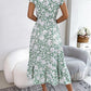 Groene Bloemenprint Ruche Jurk - Kayleigh