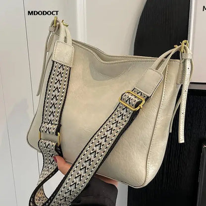 Beige Lederen Schoudertas - Jannette