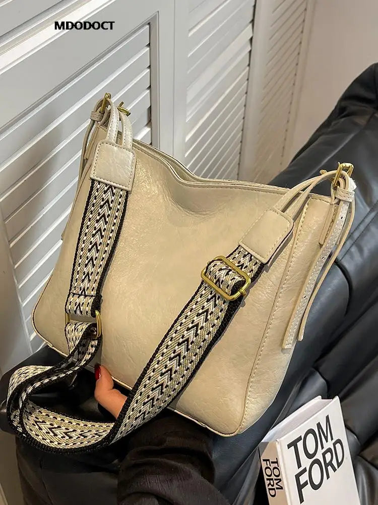 Beige Lederen Schoudertas - Jannette