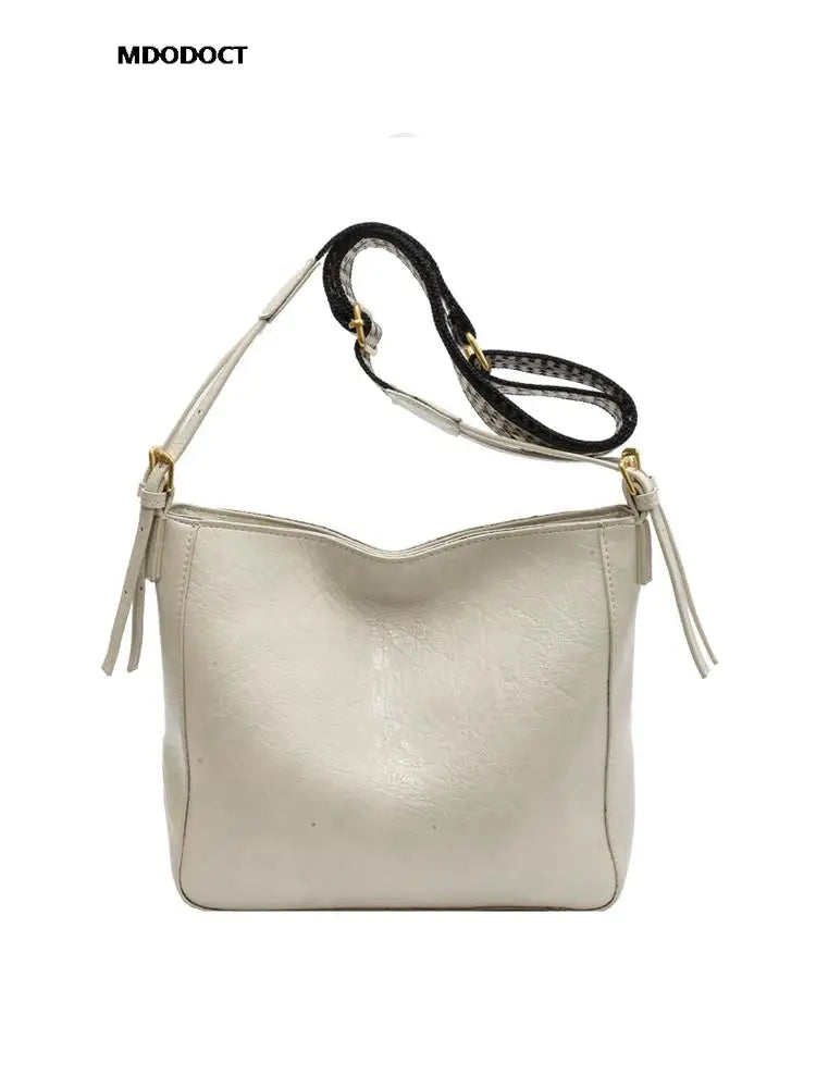 Beige Lederen Schoudertas - Jannette