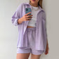Zomerse Elegance Set: Luchtige Lange Mouw & Shorts