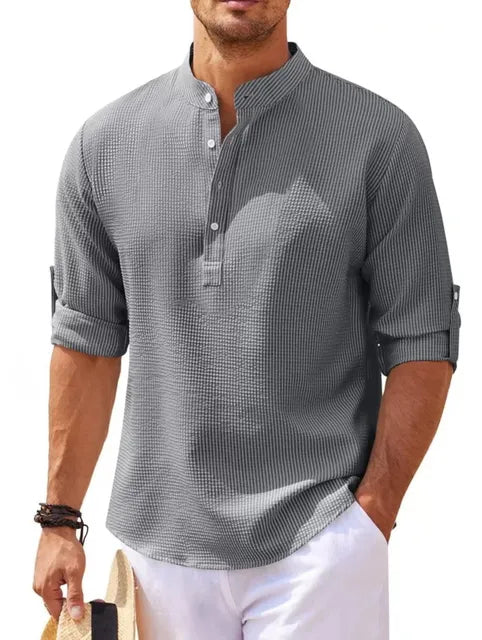 Monroe - Khaki Linnen Casual Herenoverhemd