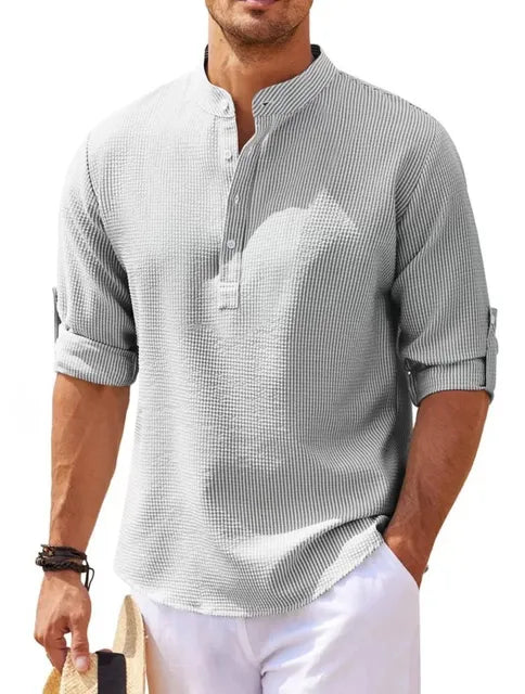 Monroe - Khaki Linnen Casual Herenoverhemd