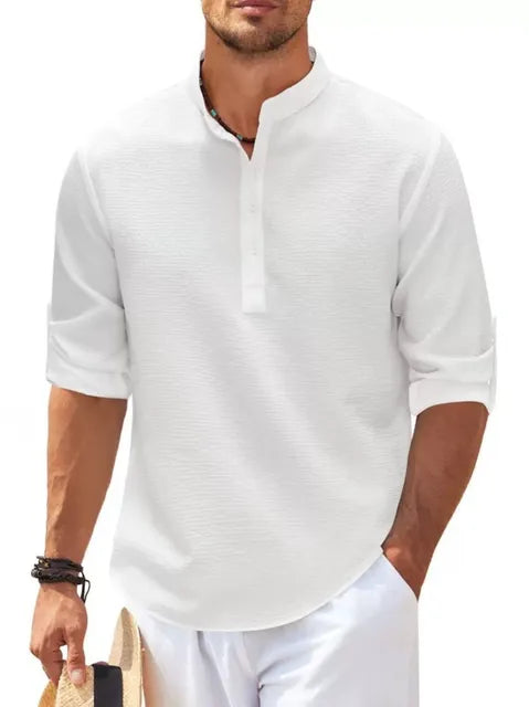Monroe - Khaki Linnen Casual Herenoverhemd