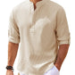 Monroe - Khaki Linnen Casual Herenoverhemd
