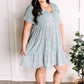 Licht Aqua Dierenprint Jurk met Knoopsluiting