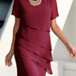 Sofie - Blauwe Elegante Midi-Jurk met Korte Mouwen en Lagen