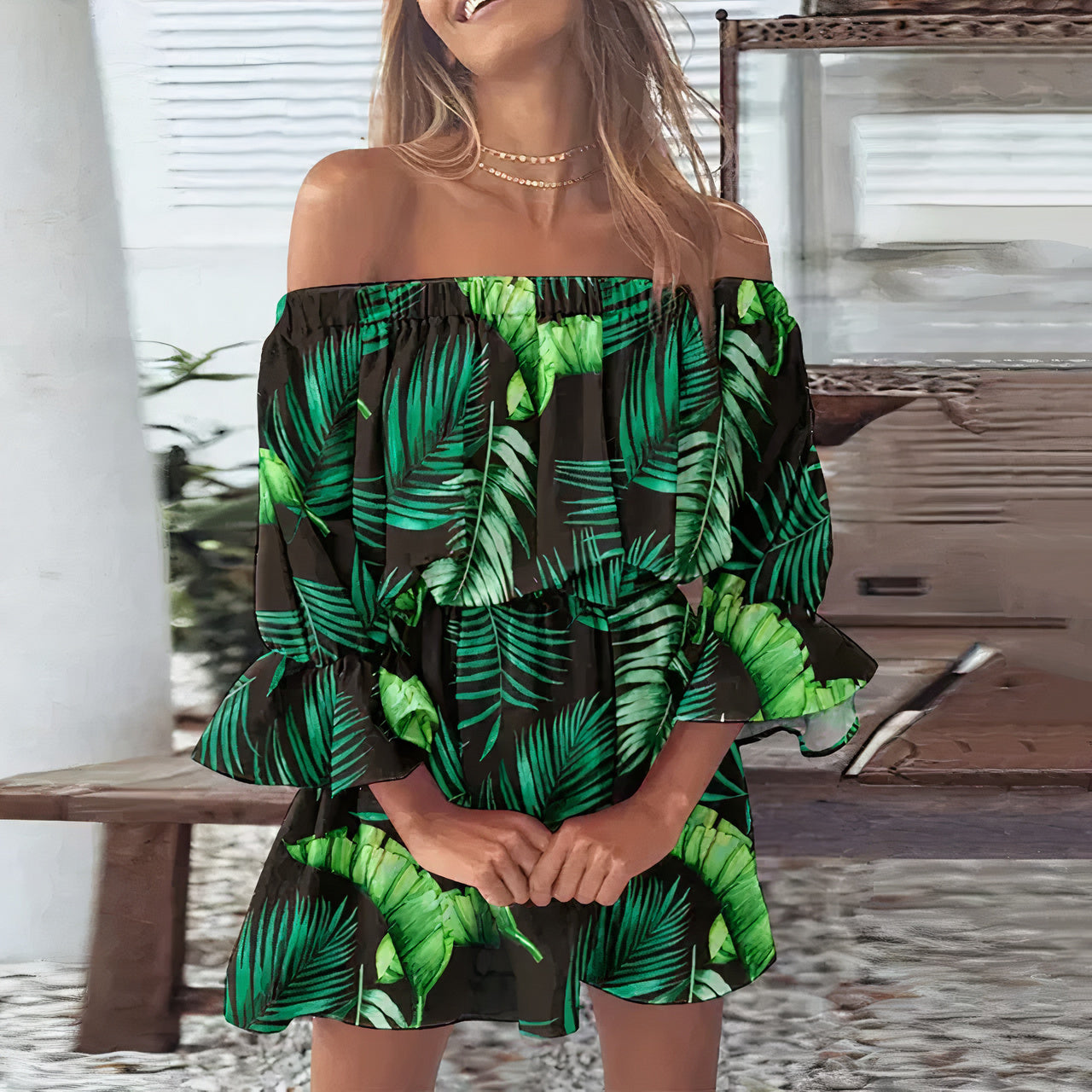 Ilonka - Elegante off-shoulder jurk