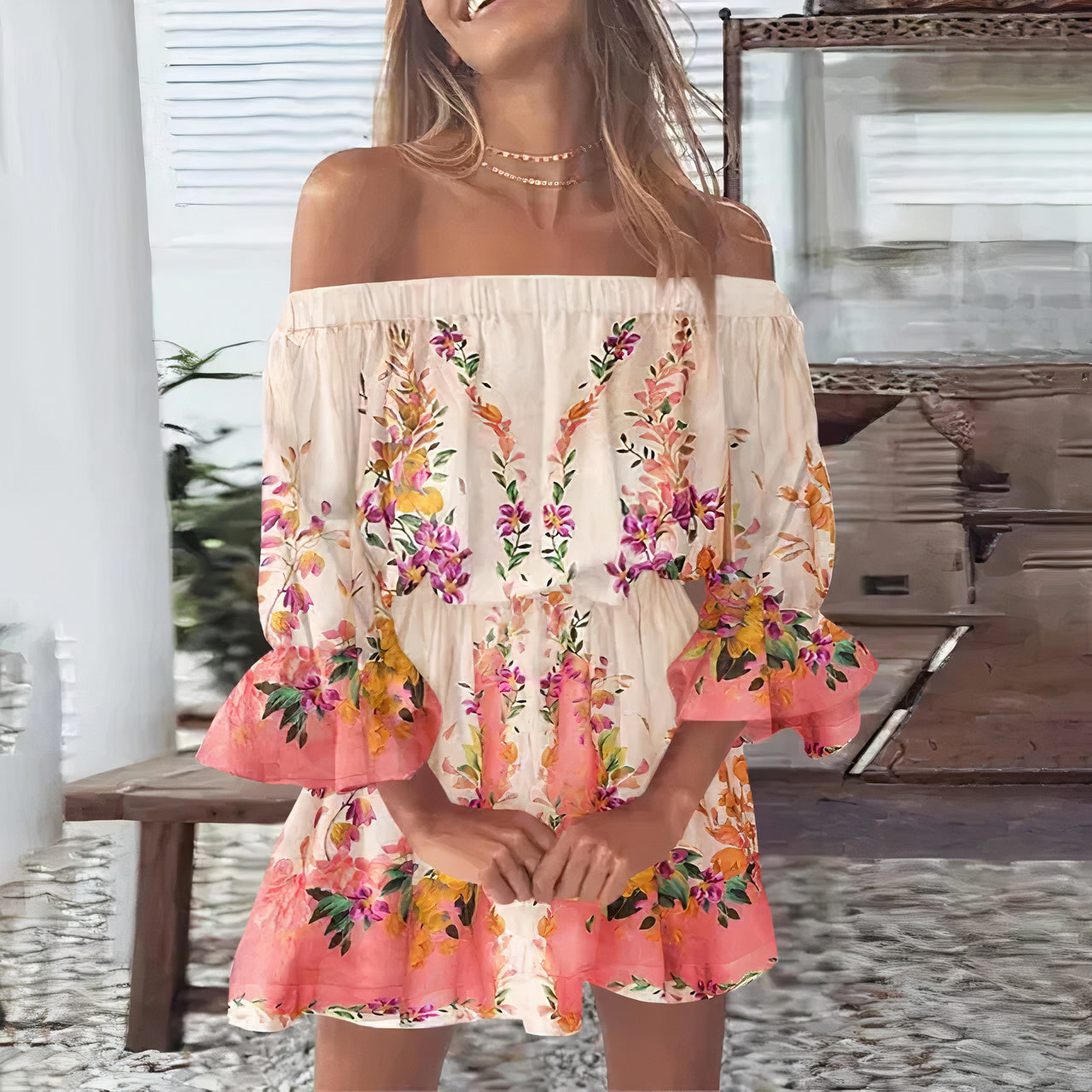 Ilonka - Elegante off-shoulder jurk