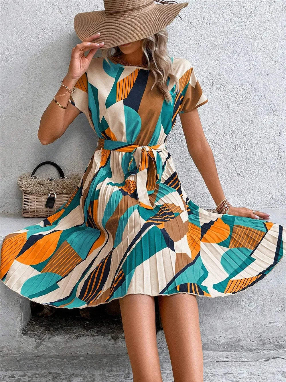 Ivoorkleurige Elegante Printjurk - Helena