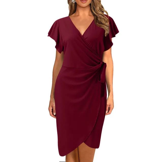 Zwarte Wikkeljurk V-Hals - Melania