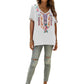 Morna - Witte Geborduurde Slim-Fit Blouse