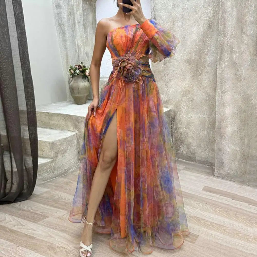 Gieneke - Elegante Oranje Jurk