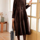 Miryam - Blauwe Chic Corduroy Cascade Jurk