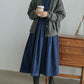 Miryam - Blauwe Chic Corduroy Cascade Jurk