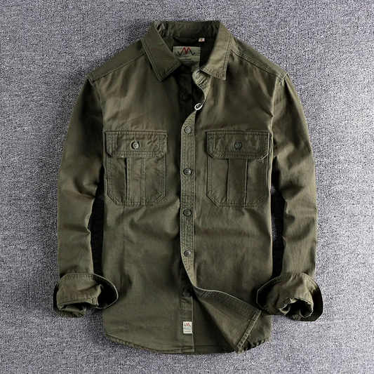 Renae - Heren Katoenen Shirt Legergroen