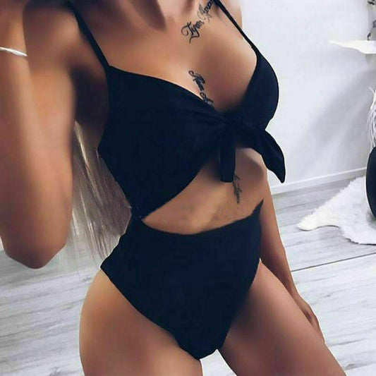 Sophie's Zwarte Sexy Monokini met Bandjes en Push-up