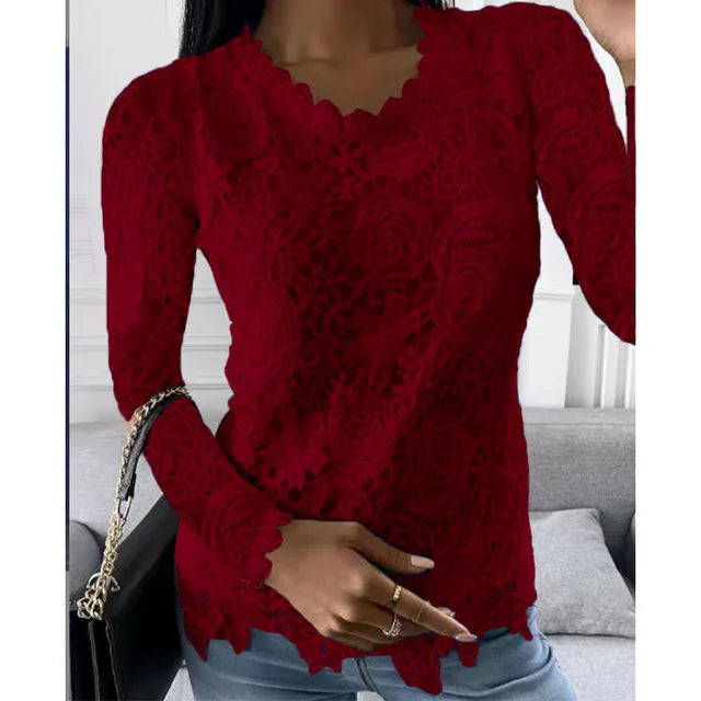Zwart Vintage Kant T-Shirt - Elise