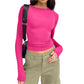 Retha - Hot-Pink Slim Fit Mesh T-shirt
