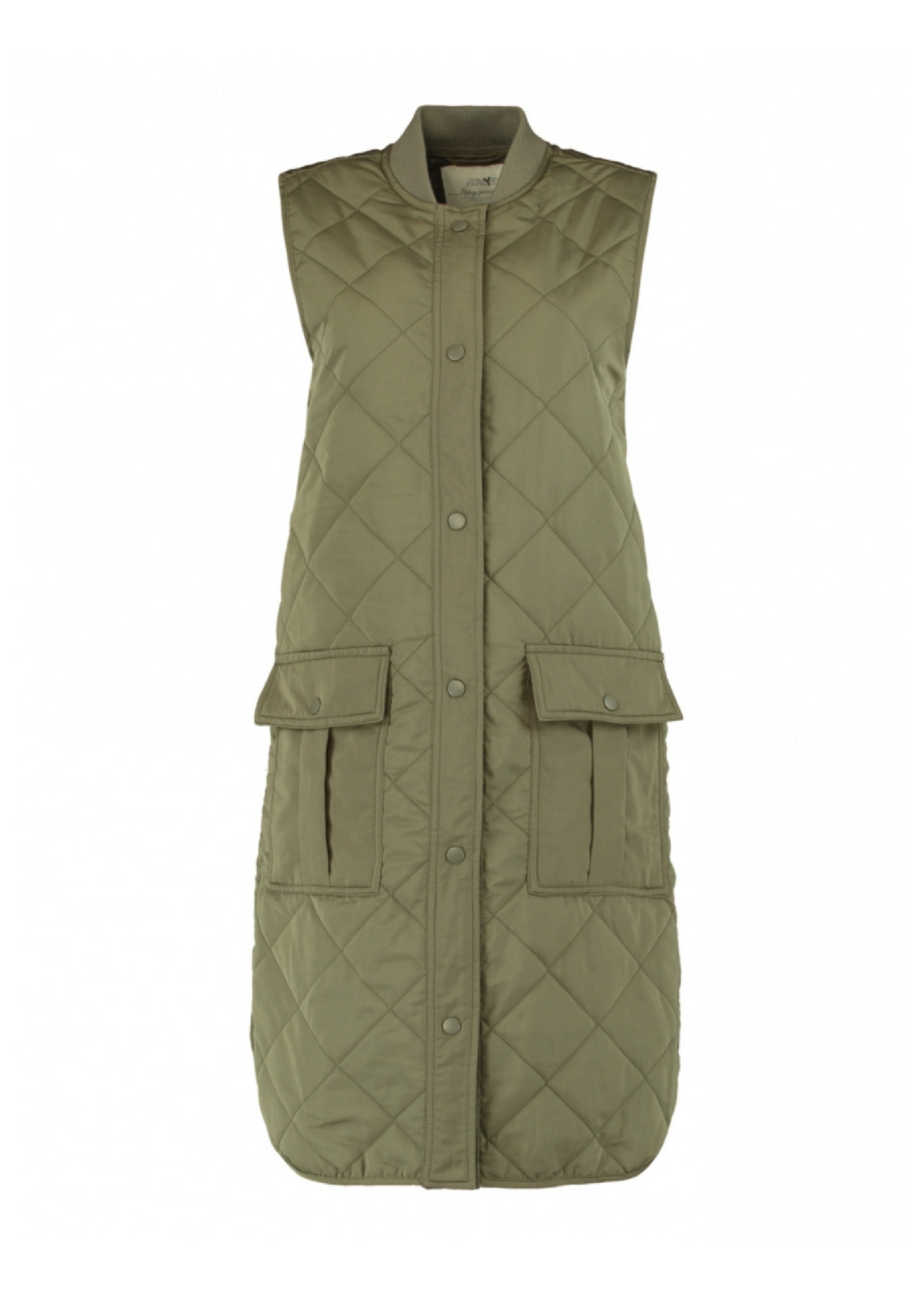 Elegante Khaki Gewatteerde Gilet: Licht & Stijlvol