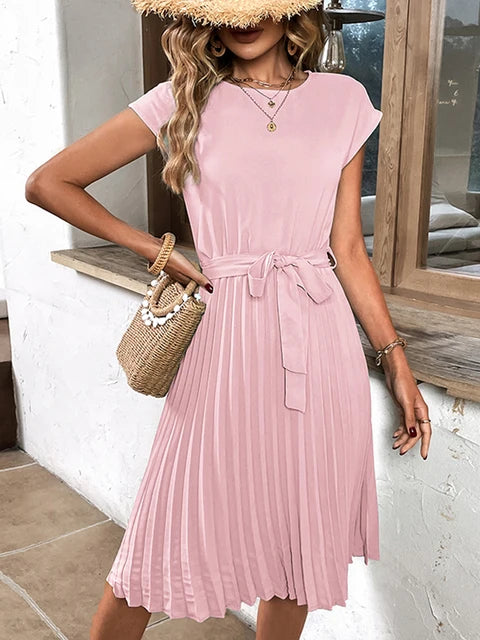 Zia - Elegante Saffier Midi Zomerjurk