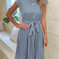 Zia - Elegante Saffier Midi Zomerjurk