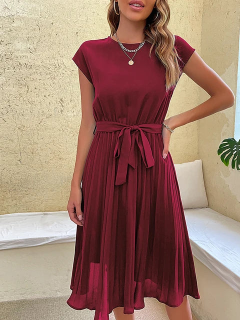 Zia - Elegante Saffier Midi Zomerjurk
