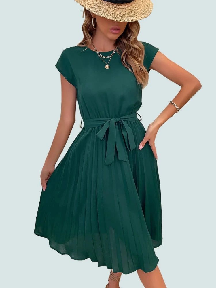 Zia - Elegante Saffier Midi Zomerjurk