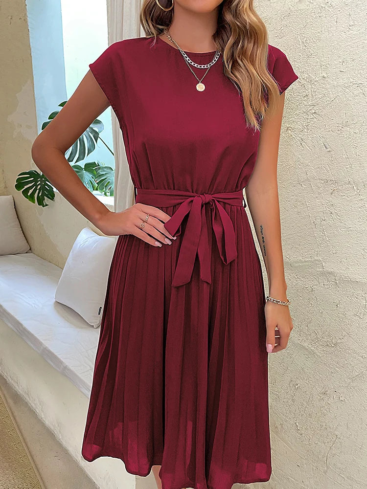 Zia - Elegante Saffier Midi Zomerjurk