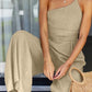 Lichtgroene Wijde Jumpsuit met Plissé Taille - Jade