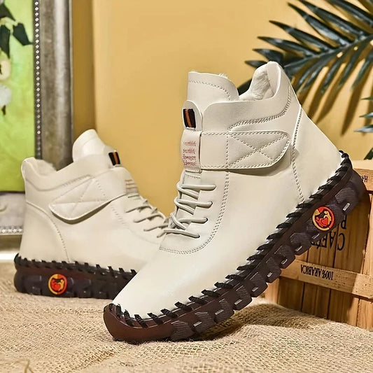 Beige Handgemaakte Sneakerlaarzen - Amara
