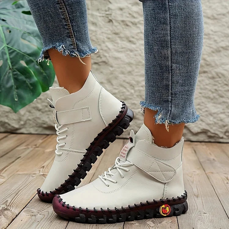 Beige Handgemaakte Sneakerlaarzen - Amara
